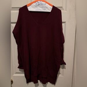 Zenana Outfitters Deep Burgundy Tunic Sweater